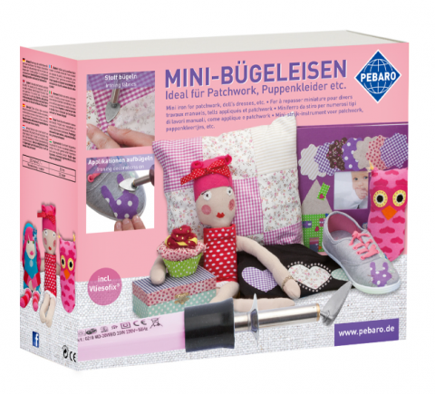 Jucarii copii 12+ ani - Set creativ decorare textile cu Mini Fier de Călcat, Pebaro, +8 ani