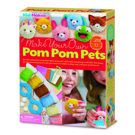Jucarii si jocuri copii - Set creativ DIY - Animalute pom pom, + 5 ani