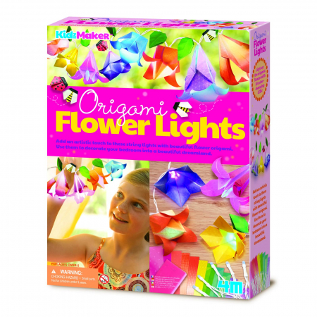 Jucarii si jocuri copii - Set creativ DIY - Luminite cu flori origami, 4M, +5 ani