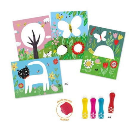 Set creativ Djeco, Bebe deseneaza cu buline, 1-2 ani + [1]