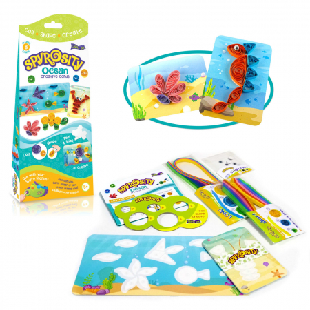 Jucarii de construit, arta si indemanare - Set Creativ Quilling - Spyrosity Ocean, Imagimake, 5 ani+