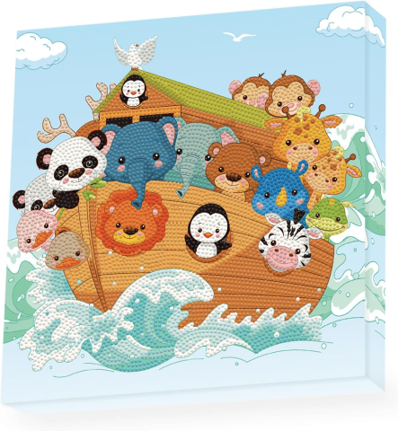 Jucarii si jocuri copii - Set creativ tablou Arca lui Noe, pictura cu diamante