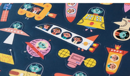 Set cu abtibilduri repozitionabile Londji, Cosmos, 2-3 ani + [1]