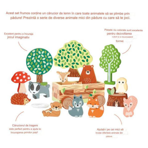 Set cu piese din lemn animale de padure, Orange Tree Toys, 1-4 ani [3]