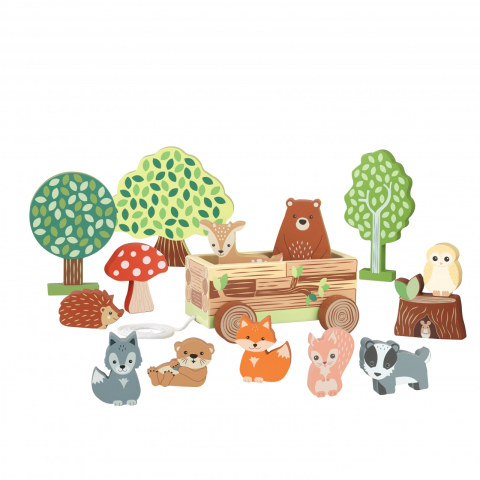 Set cu piese din lemn animale de padure, Orange Tree Toys, 1-4 ani [2]