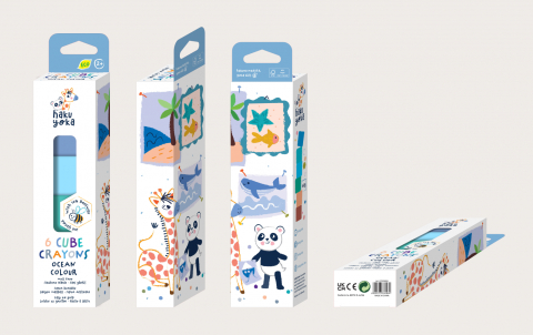 Set de 6 creioane cerate in forma de cub, Haku Yoka - culori ocean [3]