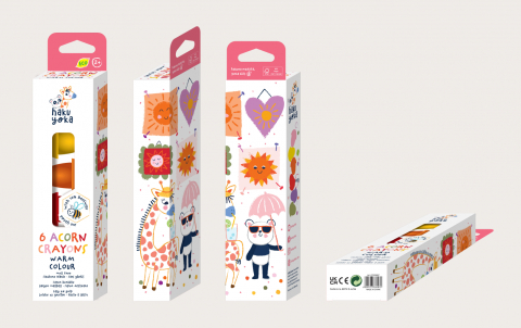 Set de 6 creioane cerate in forma de ghinda, Haku Yoka - culori calde [1]