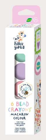 Jocuri creative - Set de 6 creioane cerate in forma de margele, Haku Yoka - culori Macarons
