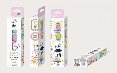 Set de 6 creioane cerate in forma de margele, Haku Yoka - culori Macarons [3]