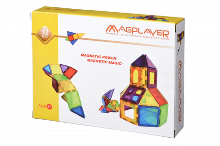 Seturi de construit - Set de constructie magnetic - 32 piese, MAGPLAYER, 2-3 ani +
