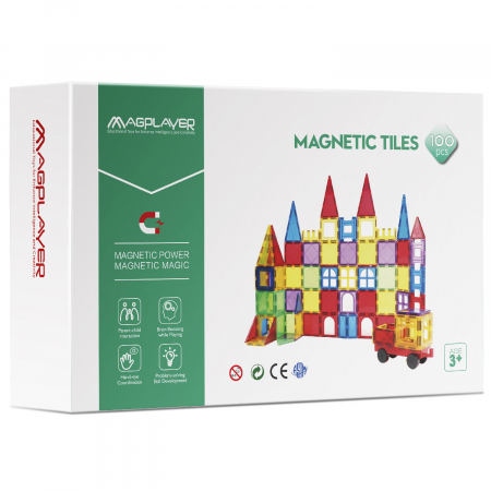 Jucarii si jocuri copii - Set de constructie magnetic 3D - 100 piese