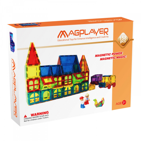 Jucarii si jocuri copii - Set de constructie magnetic 3D - 158 piese
