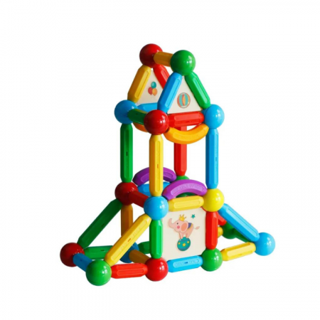 Jocuri cu magneti - Set de constructie magnetic - STICK (103 piese), MAGPLAYER, 3 - 10 ani
