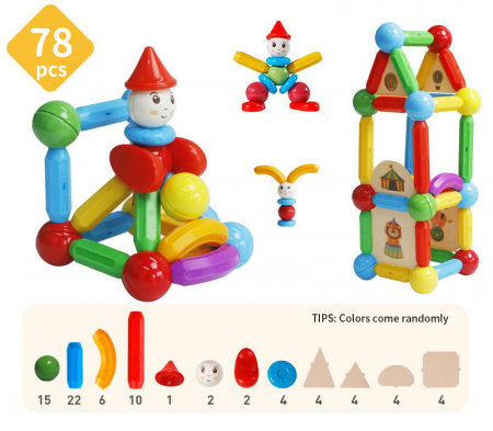 Set de constructie magnetic - STICK (78 piese), MAGPLAYER, 3 - 10 ani [1]