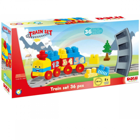 Vârsta - Set de constructii cu trenulet - 36 piese, DOLU, 1-2 ani +
