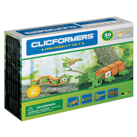 Jucarii copii 4-5 ani - Set de construit Clicformers- Insecte, 30 piese, Clicstoys, 4-5 ani +