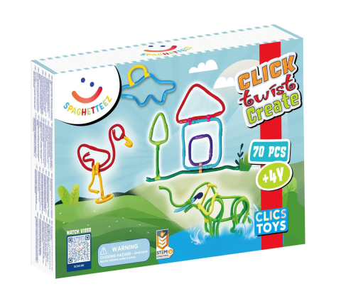 Jucarii copii 4-5 ani - Set de construit cu magnet Spaghetteez 70 piese, Clicstoys, 4-5 ani +
