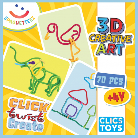 Vârsta - Set de construit cu magnet Spaghetteez 70 piese, Clicstoys, 4-5 ani +