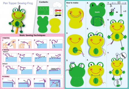 Set de cusut DIY - decoratiune topper pentru creion - Broasca, + 5 ani [3]