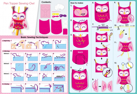 Set de cusut DIY - decoratiune topper pentru creion - Bufnita, + 5 ani [3]