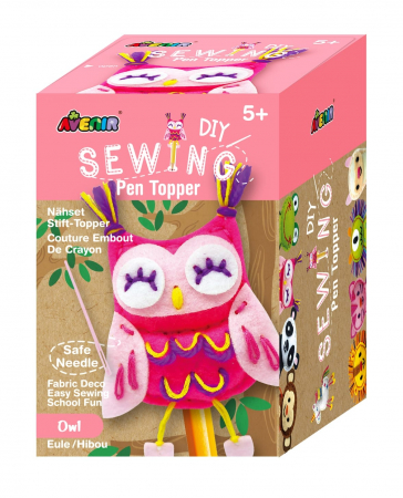 Jucarii si jocuri copii - Set de cusut DIY - decoratiune topper pentru creion - Bufnita, + 5 ani