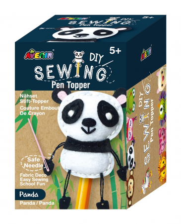 Jucarii si jocuri copii - Set de cusut DIY - decoratiune topper pentru creion - Panda, + 5 ani