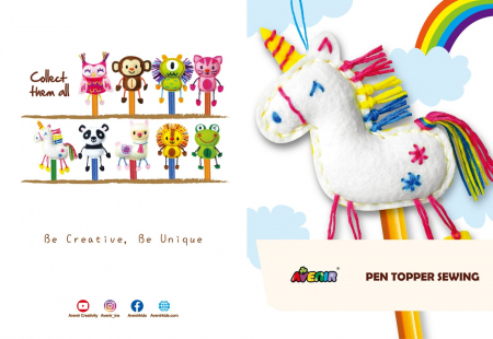 Set de cusut DIY - decoratiune topper pentru creion - Unicorn, + 5 ani [3]