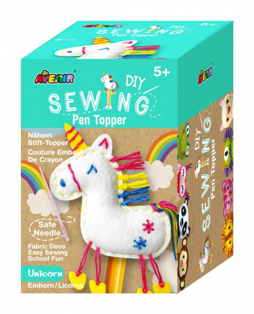 Jucarii si jocuri copii - Set de cusut DIY - decoratiune topper pentru creion - Unicorn, + 5 ani