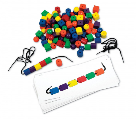 Jucarii copii 4-5 ani - Set de margele si carduri, Learning Resources, 4-5 ani +