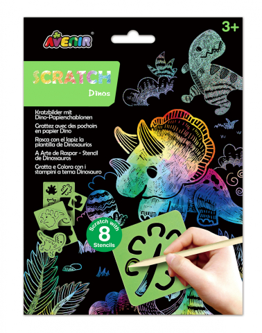 Jocuri creative - Set de razuit cu sabloane -Dinozauri