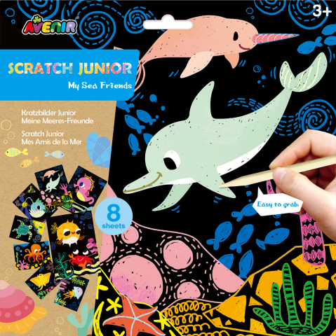 Jocuri creative - Set de razuit Scratch Junior - Prietenii mei marini