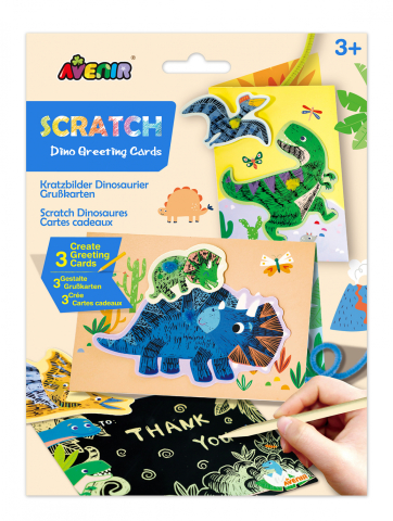 Jocuri creative - Set de razuit si realizat Felicitari - Dinozauri