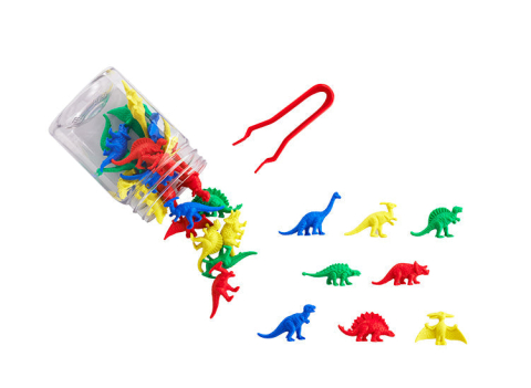Jucarii si jocuri copii - Set Dinozauri pentru Numarare si Sortare cu Penseta - 32 Piese, Joc Educational Montessori, 3+ Ani