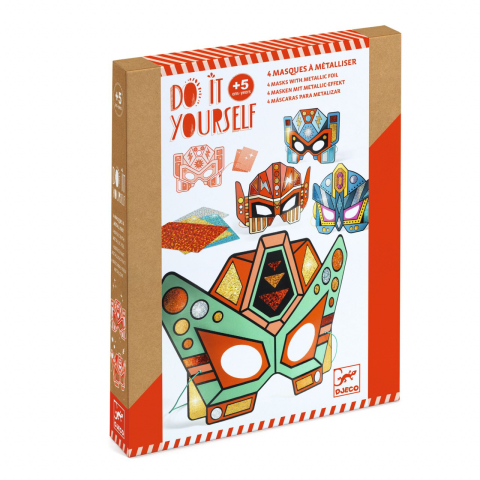 Jucarii copii 8-9 ani - Set DIY Djeco, Masti roboti, 5 ani+