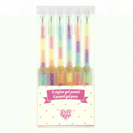 Gradinita si scoala - Set fluo roll-gel Djeco, 6 culori combinate, 6-7 ani +