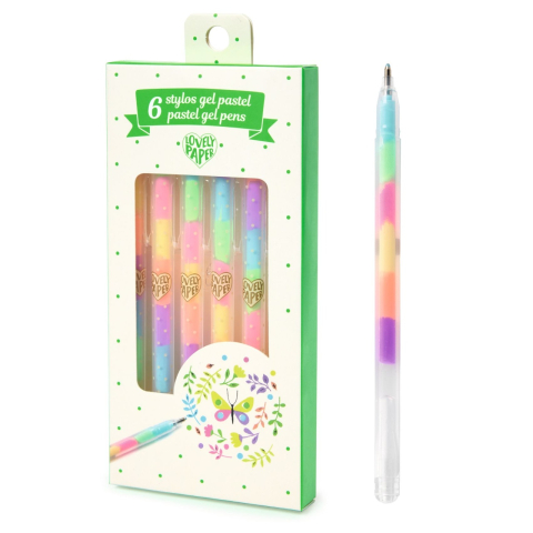 Set fluo roll-gel Djeco, 6 culori combinate, 6-7 ani + [3]