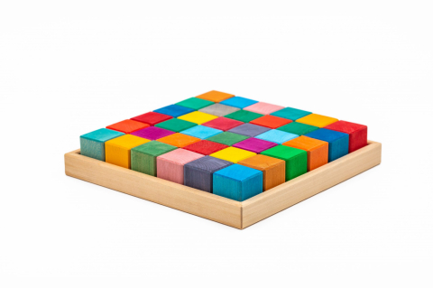 Jocuri de indemanare - Set Handmade, 36 Cuburi in ladita, Marc toys, 2-3 ani +