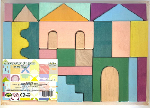 Jucarii copii 4-5 ani - Set Handmade, Constructor din Lemn Mini Didu