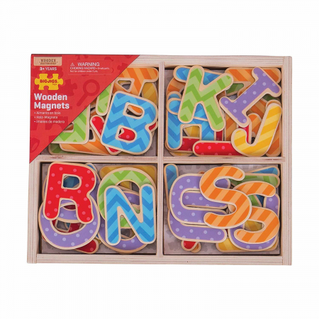 Jocuri cu magneti - Set litere magnetice de tipar - 49 piese, BIGJIGS Toys, 2-3 ani +