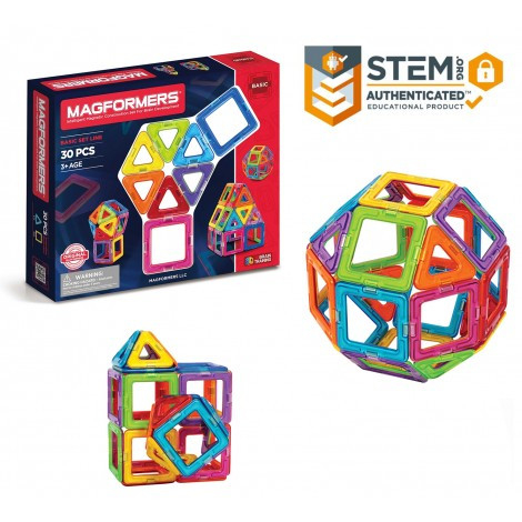 Jucarii copii 2-3 ani - Set magnetic de construit- Magformers, 30 piese, Clicstoys, 2-3 ani +