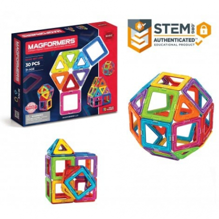 Jucarii si jocuri copii - Set magnetic de construit- Magformers, 30 piese, Clicstoys, 2-3 ani +