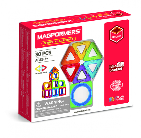 Jucarii copii 2-3 ani - Set magnetic de construit- Magformers Basic Plus 30 set, Clicstoys, 2-3 ani +