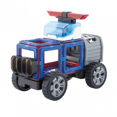 Set magnetic de construit- Magformers, masini de interventie, Clicstoys, 2-3 ani + [3]