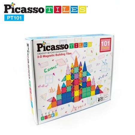 Seturi de construit - Set magnetic de construit, PicassoTiles 101 piese, + 3 ani