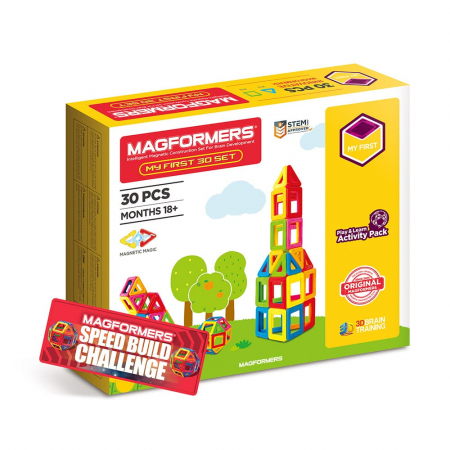 Jucarii si jocuri copii - Set magnetic de construit- Set de baza Magformers, 30 piese, Clicstoys, 2-3 ani +