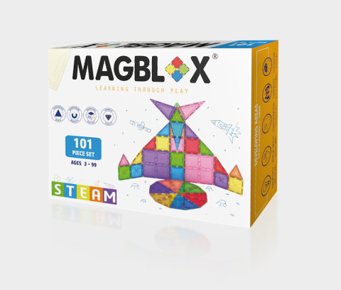Seturi de construit - Set magnetic Magblox - 101 piese magnetice de constructie transparente