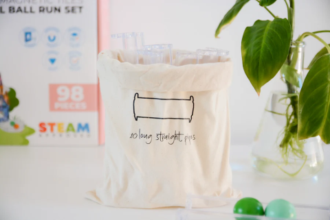 Set magnetic Magblox - 98 piese, circuit cu bile PASTEL - Magbrix Marble Run [6]