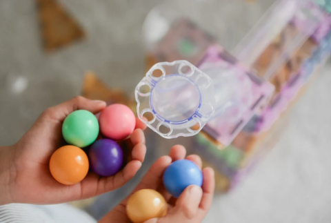 Set magnetic Magblox - 98 piese, circuit cu bile PASTEL - Magbrix Marble Run [2]