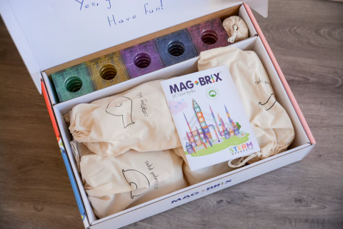 Set magnetic Magblox - 98 piese, circuit cu bile PASTEL - Magbrix Marble Run [7]