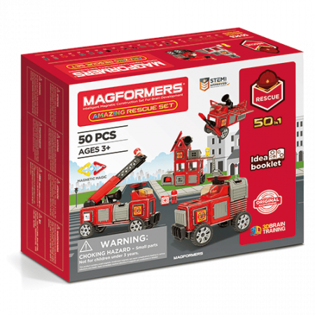 Jucarii si jocuri copii - Set magnetic Magformers, Uimitorul set cu vehicule de interventie, Clicstoys, 2-3 ani +